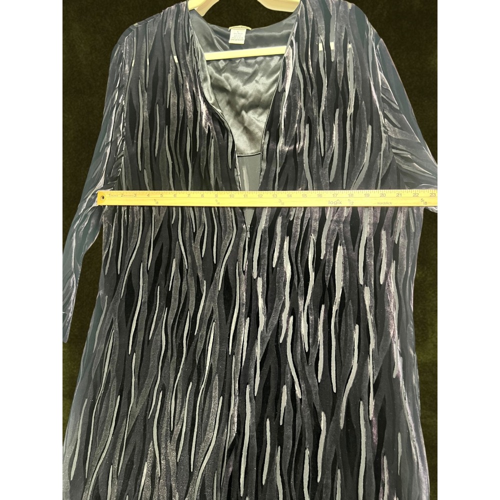 Neiman Marcus VTG 90s/Y2K Velvet Burnout Silk Blend Witchy Duster Robe Black L - Picture 3 of 8